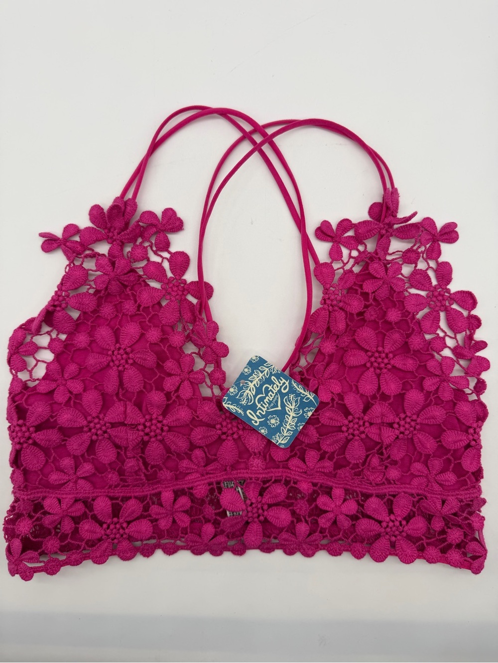 Free People Boho Festival Lace Bralette Strappy Berry Pink Boho Womens Small NWT